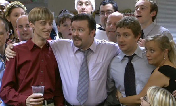 Martin Freeman as Tim and Lucy Davis as Dawn in The Office Christmas Special (2003)