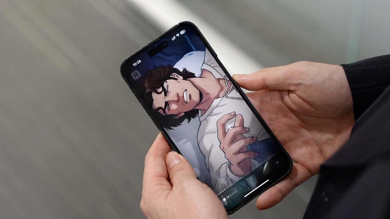 Frame from CGTN's report Inside China's animated micro-drama machine, about AI-made comic-style short dramas