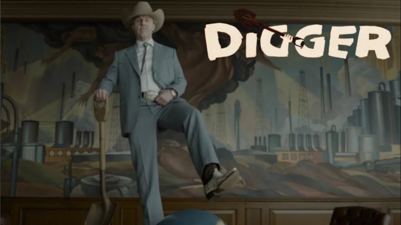 Trailer still from Digger (2026), the Tom Cruise satire about an oil tycoon racing to stop a disaster he caused