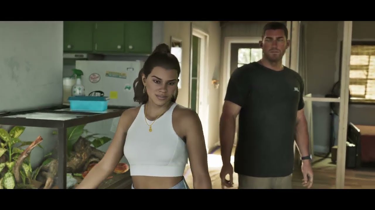Frame from the second Grand Theft Auto VI trailer, captured on PlayStation 5