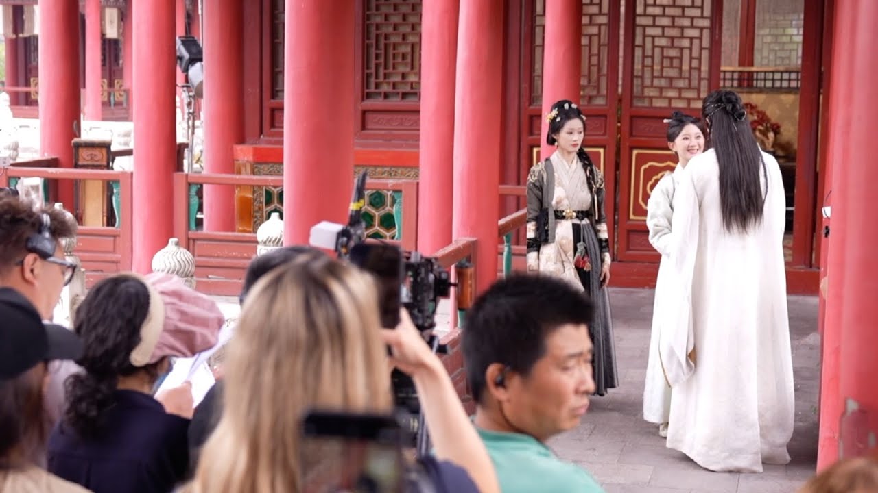 Micro-drama production at Hengdian Film Studios in China, before AI-generated shows cut live-action shoots